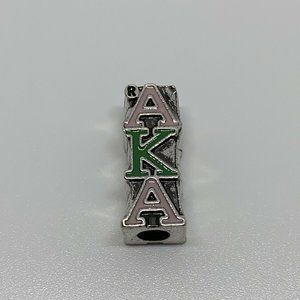 Alpha Kappa Alpha Pink and Green Letter Charm Bead